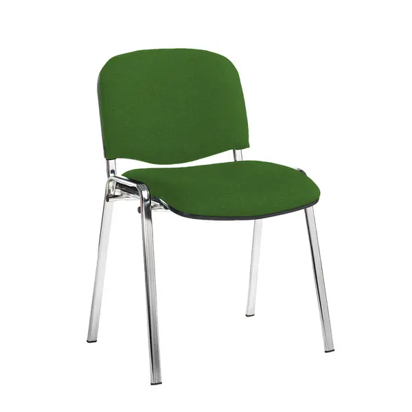 Image of Taurus Padded Stackable Waiting Room Chair - Chrome - No Arms - Lombok Green