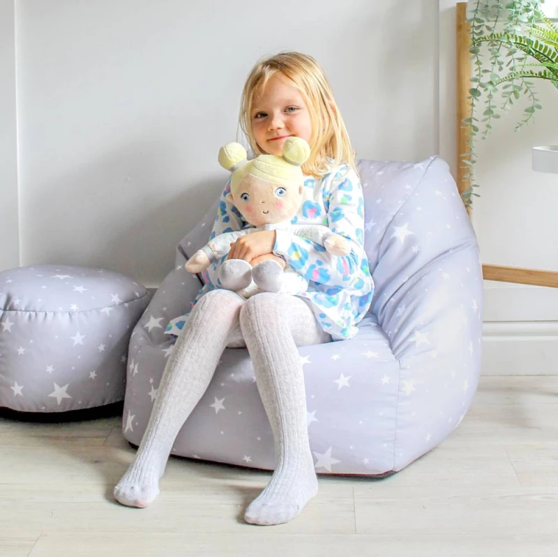 Image of rucomfy Beanbags rucomfy Indoor Grey Stars Snuggle Chair Bean Bag - Kids Armchair Seat Multicolor Unisex