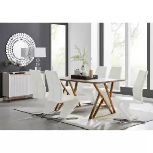 Image of Furniture Box Taranto Oak Effect Dining Table and 6 White Willow Chairs