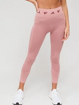Image of adidas Aeroknit 7/8 Leggings - Pink, Burgundy Size M Women