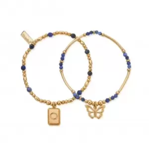 Image of Gold New Beginnings Sodalite Set Of 2 Bracelets GBSET33773379