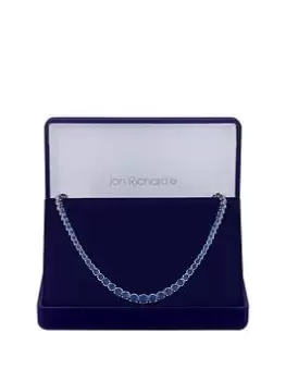 Image of Jon Richard Rhodium Plated Cubic Zirconia Sapphire Tennis Necklace - Gift Boxed, Silver, Women