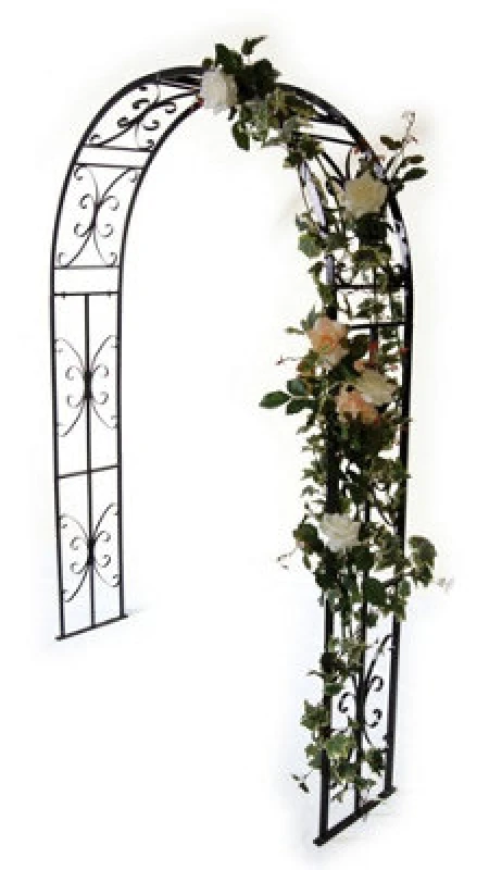 Image of Poppy Forge Buckingham Arch (Inc Ground Spikes), Garden Archway - Solid Steel - L30.4 X W137.2 X H218.4cm - Black