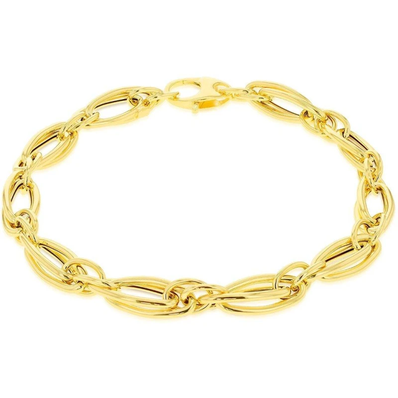 Image of Be You 9ct Gold Double Oval Twisted Curb Bracelet Yellow Gold female 7.5in