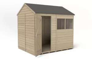 Image of Forest Garden 8 x 6ft Reverse Apex Overlap Pressure Treated Shed with Assembly