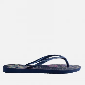 Image of Havaianas Womens Slim Organic Flip Flops - Navy Blue/Navy Blue Metallic - UK 6/UK 7