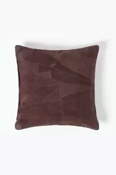 Image of Real Leather Suede Cushion with Feather Filling