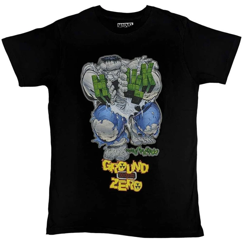 Image of Marvel Hulk Ground Zero T Shirt Black unisex