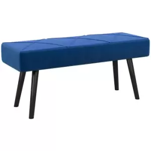 Image of HOMCOM End of Bed Bench with X-Shape Design and Steel Legs, Upholstered Hallway Bench for Bedroom, Blue