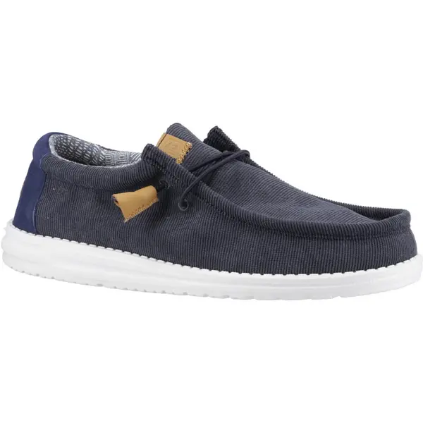 Image of Hey Dude Mens Wally Corduroy Slip On Trainers Shoes - UK 9 Blue male GDE2664NVY9