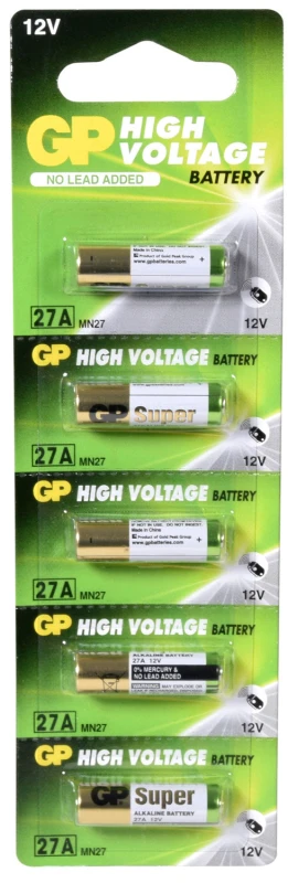 Image of gpbattery GP 27A 12v High Voltage Alkaline Batteries Pack of 5 27A 5pk