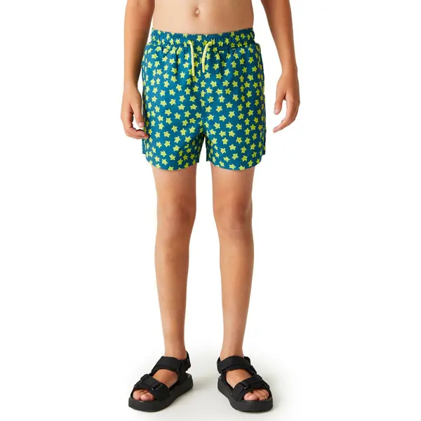 Image of Regatta Boys Skander III Swim Shorts 3-4 Years - Waist 53-54cm (Height 98-104cm) Moroccan Blue Turtle Print RKM037B-ZWP-3