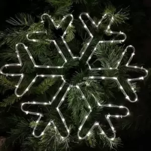Image of 48cm Outdoor 8 Function Battery LED Metal Christmas Snowflake in Warm White