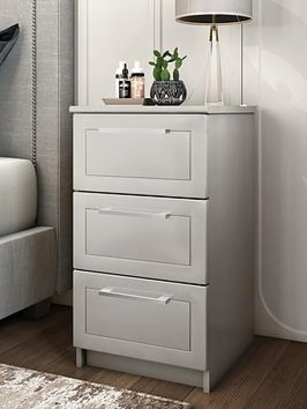 Image of One Call Furniture Biarritz 3 Drawer Bedside Ready Assembled Gloss White ISWB3
