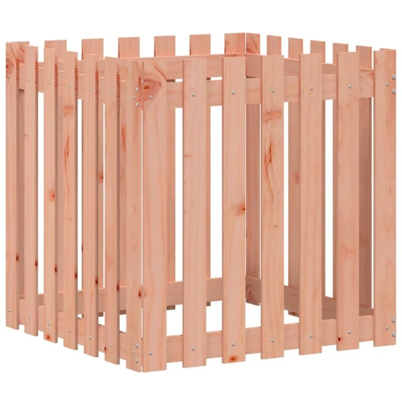 Image of vidaXL Planter w/ Fence Design 70x70x70cm Solid Wood, Brown 832465