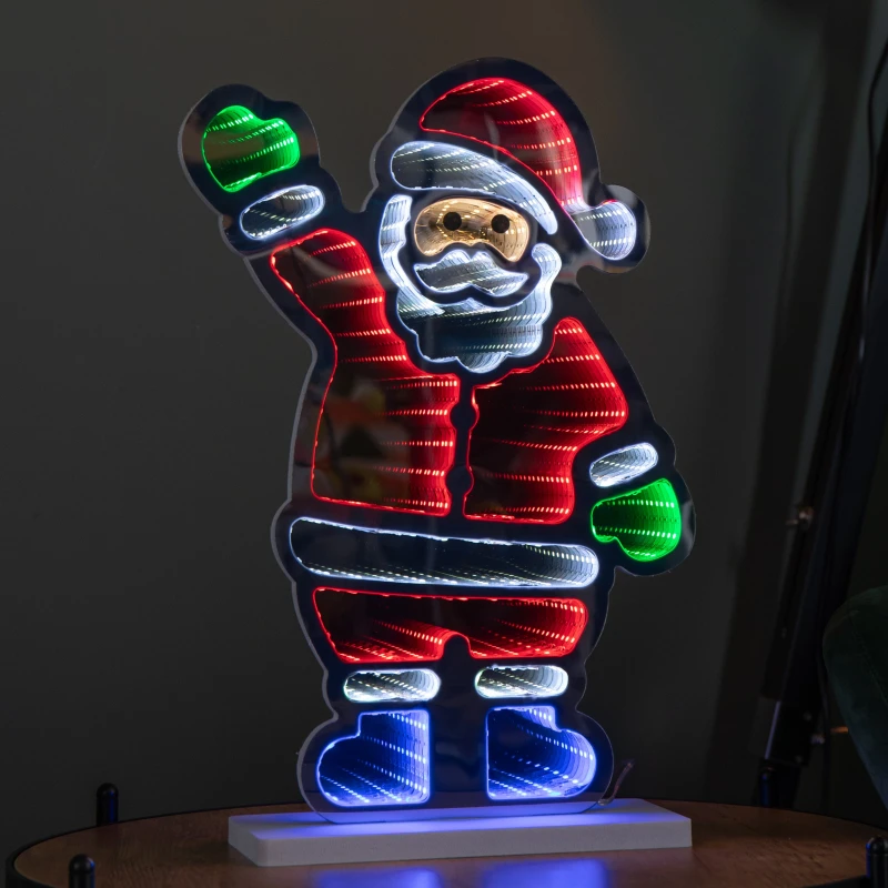 Image of 40cm Light up Waving Santa Infinity Light Christmas Decoration with Multi-Coloured LEDs