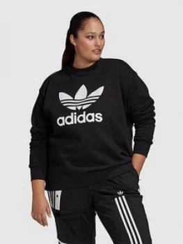 Image of adidas Originals Plus Trefoil Crew Sweat - Black, Size 4X, Women