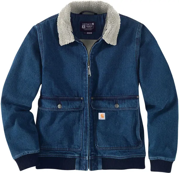 Image of Carhartt Relaxed Fit Denim Sherpa Ladies Jacket, blue, Size S for Women