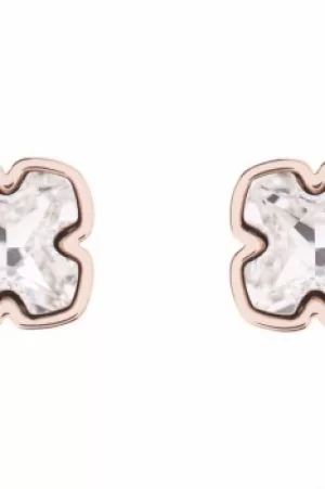 Image of Ladies Karen Millen Rose Gold Plated Art Glass Flower Stud Earrings KMJ924-24-02