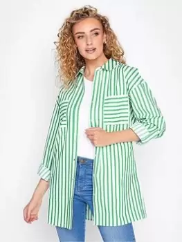 Image of Long Tall Sally Apple Stripe Oversized Shirt, Green, Size 14, Women