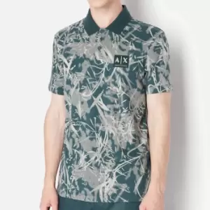 Image of Armani Exchange Print Cotton Polo Shirt - S