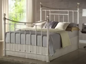 Image of Birlea Bronte 4ft6 Double Cream and Antique Brass Metal Bed Frame