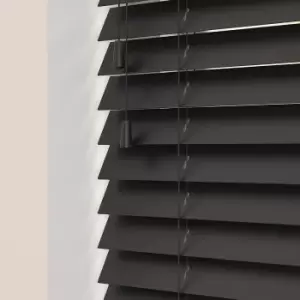 Image of Wooden Venetian Blinds With Strings Ink Black
