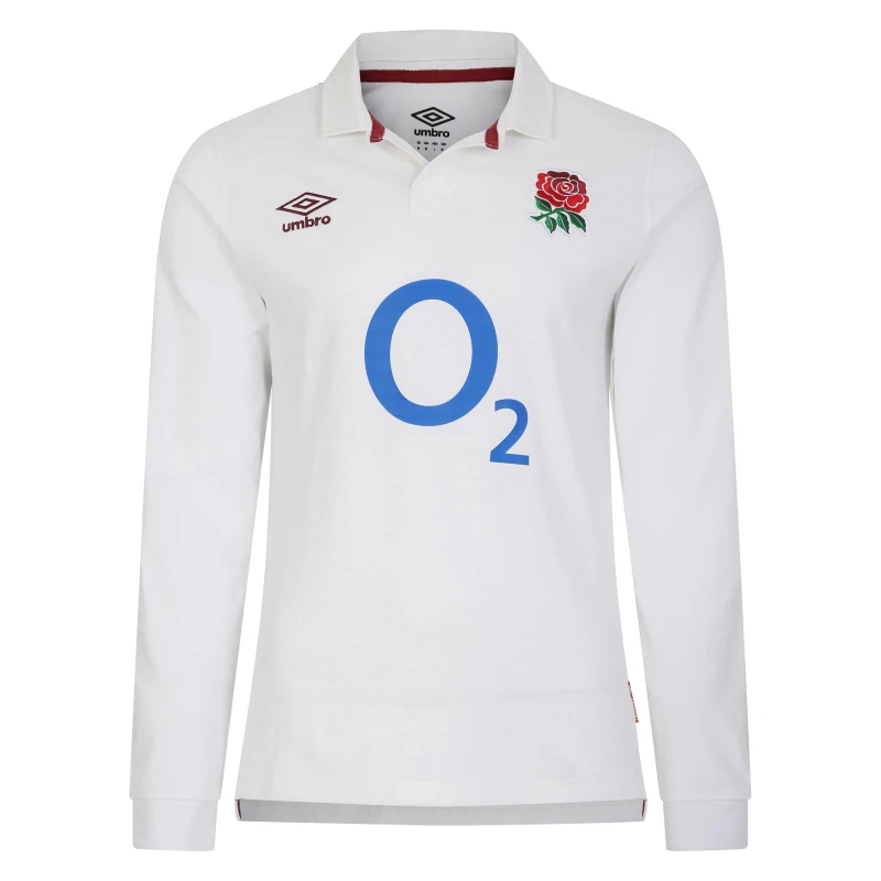 Image of Umbro England Rugby Home Classic Long Sleeve Shirt 2023 Adults - White White S