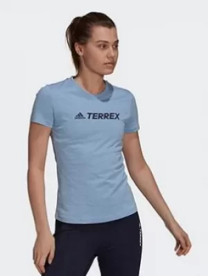 Image of adidas Terrex Classic Logo T-Shirt, Blue, Size S, Women