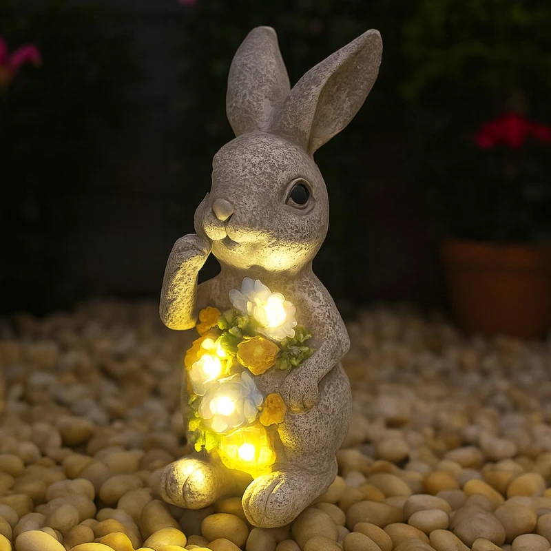 Image of ILFD Group Ltd Solar Bunny Garden Ornament 24Cm / 9.5" - Pack Of 6