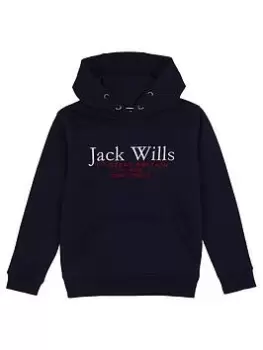 Image of Jack Wills Boys Script Hoodie - Navy, Size 14-15 Years