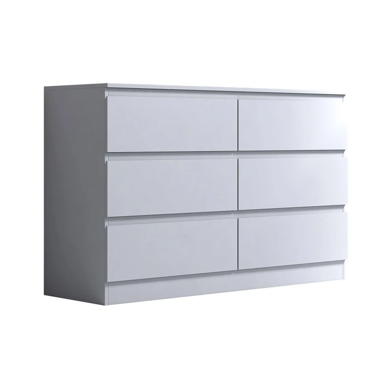 Image of FWStyle FWStyle 6 Drawer White Chest Of Drawers Matt Effect Finish White One Size Unisex 5056413130204
