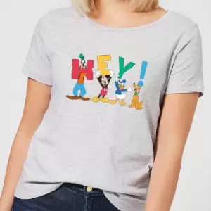 Image of Disney Mickey Mouse Hey! Womens T-Shirt - Grey - M - Grey