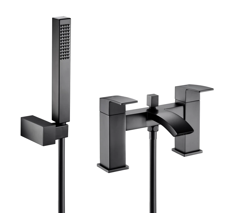 Image of BALTERLEY Contemporary Bath Shower Mixer Tap with Shower Kit - Matt Black BTSI404