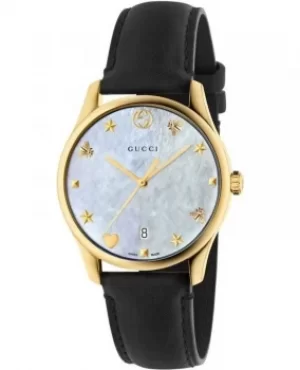 Image of Gucci G-Timeless Mother of Pearl Dial Leather Strap Womens Watch YA1264044 YA1264044
