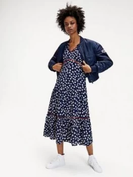 Image of Tommy Jeans Tommy Jeans Printed Lace Trim Dress