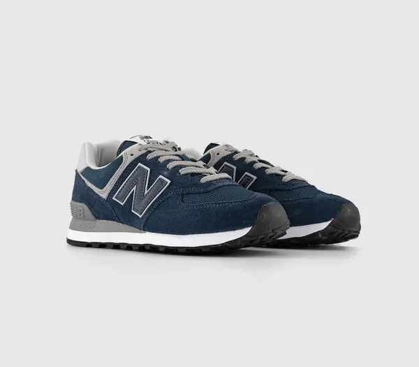Image of New Balance 574 Trainers Navy Grey Green Leaf, 8