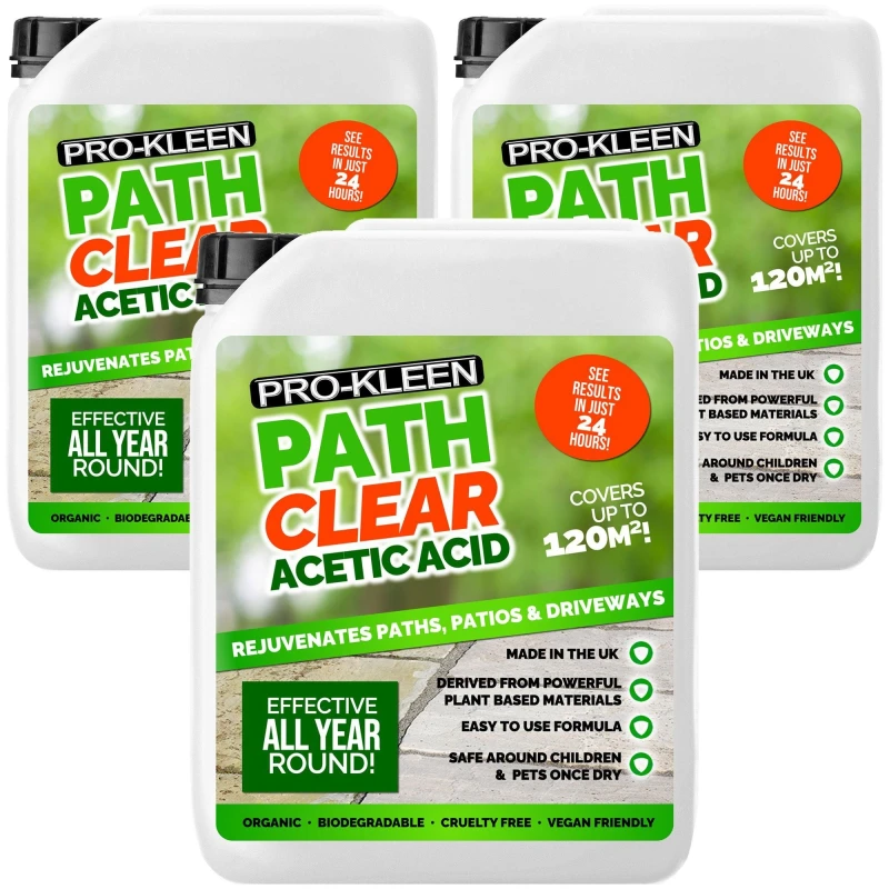 Image of ProKleen Path Cleaner Acetic Acid Concentrated 30% Glyphosate Free 3 x 5L Clear unisex