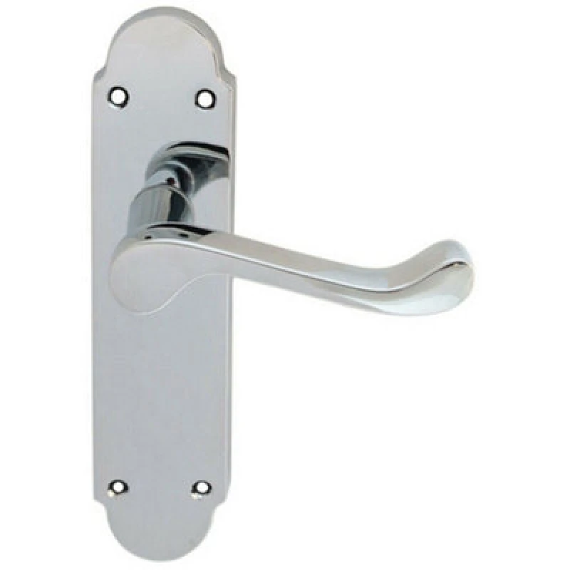 Image of Loops PAIR Victorian Upturned Handle on Latch Backplate 170 x 42mm Polished Chrome Multi