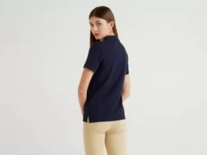 Image of Benetton, Stretch Cotton Polo, taglia M, Dark Blue, Women