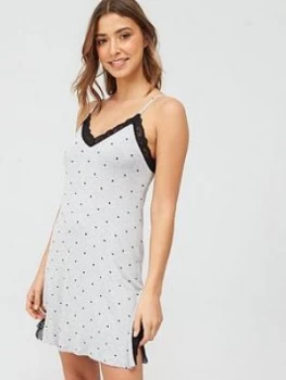 Image of Pour Moi Spot Print Jersey Secret Support Chemise - Grey Marl