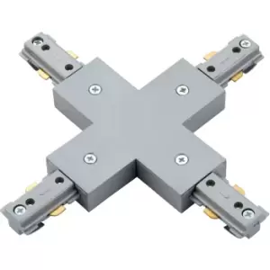 Image of Commercial Track Lighting Cross X-Connector - 182mm x 182mm - Silver Rail System