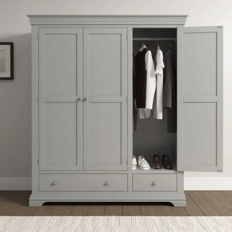 Image of Seconique Bordeaux 3 Door Wardrobe Pebble Grey (Partially Assembled)