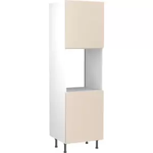 Image of Kitchen Kit Flatpack Slab Kitchen Cabinet Tall Single Oven Unit Super Gloss 600mm in Cashmere MFC