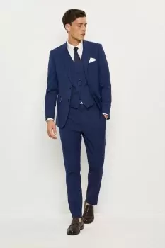 Image of Mens Slim Fit Blue Slub Suit Jacket