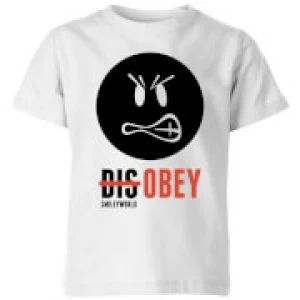 Image of Smiley World Slogan Disobey Kids T-Shirt - White - 5-6 Years