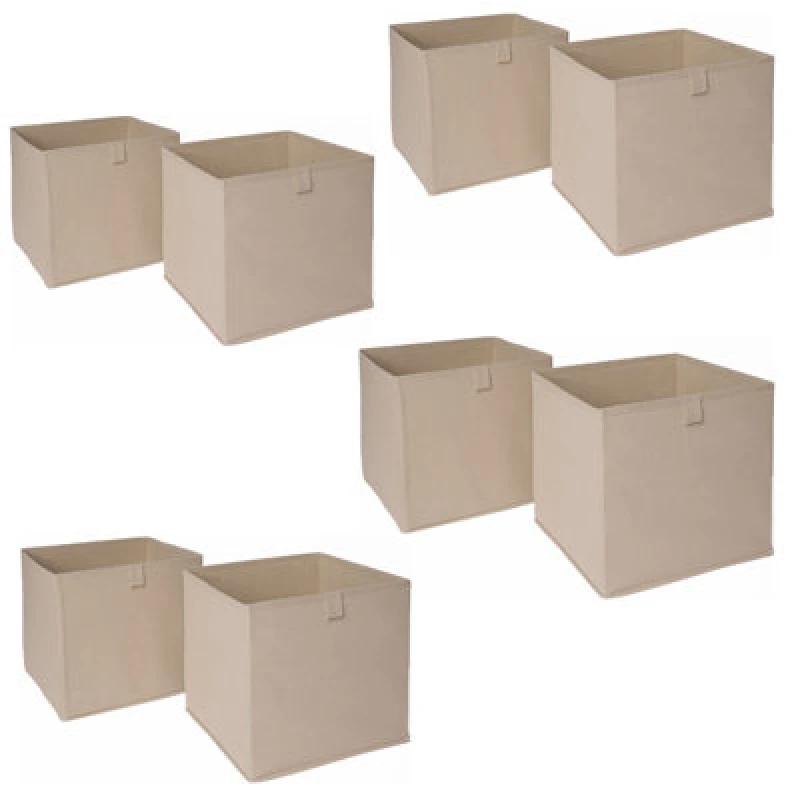 Image of OHS OHS Pack of 8 Plain Folding Storage Boxes in Beige Beige One Size Unisex 5027434163052