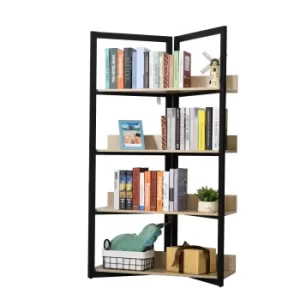 Image of HOMCOM Steel Triangle Frame 4-Tier Storage Shelf Black