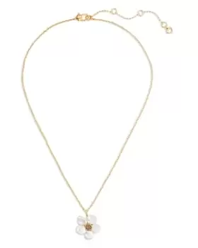 Image of kate spade new york Floral Frenzy Cultured Freshwater Pearl Flower Mini Pendant Necklace in Gold Tone, 16-19