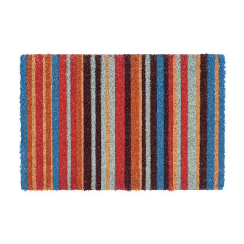Image of Nicola Spring Coir Door Mat - 90 X 60Cm - Pinstripe - Indoor Outdoor Floor Mat Dirt Trapper Rug Non Slip Backing Doormat